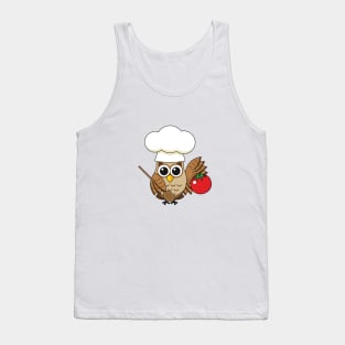 Cute Cooking Owl Cartoon Tank Top